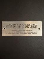 Aluminium bordje uit toilet internationaal rijtuig (jaren 60, Verzamelen, Ophalen of Verzenden, Gebruikt, Trein