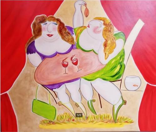 Kleurrijk origineel schilderij van Jolanda Goris – Uniek & v, Antiek en Kunst, Kunst | Schilderijen | Modern, Ophalen
