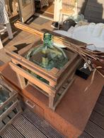 2x Gistflessen wijn in houten frame, Gebruikt, 50 tot 75 cm, Ophalen of Verzenden, Glas