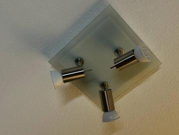 Plafondlamp met 3 spots – glas/staal – inclusief lampjes beschikbaar voor biedingen