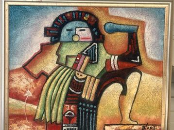 The Dancing Mask B.Long  Orgineel Schilderij Gessigneer beschikbaar voor biedingen