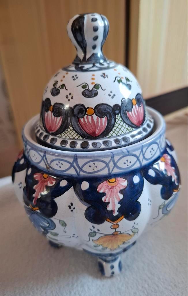 Vintage Vieux Rouen aardewerk suikerpot, Antiek en Kunst, Antiek | Keramiek en Aardewerk, Ophalen of Verzenden