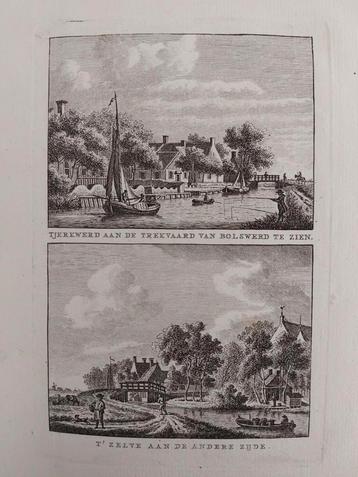 252-253 / Tjerkwerd aan de Trekvaard Bolswerd  Gravure 1790 beschikbaar voor biedingen