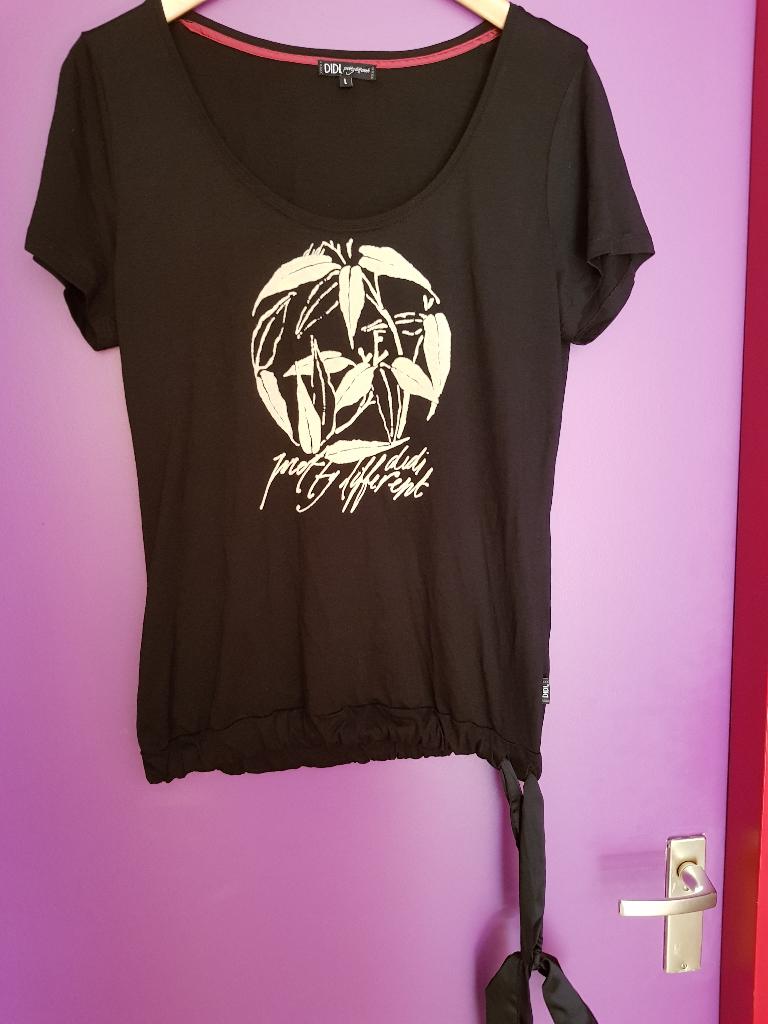 Didi zwart shirt met korte mouwen en striklint, maat L, Verzenden, Zwart, Maat 42/44 (L), Nieuw