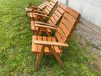 Set 4 vintage tuinstoelen herlag, Ophalen, Zo goed als nieuw, Rechthoekig, Hout