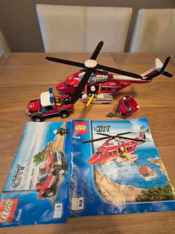 Lego City 7206 Brandweer Helikopter & Auto - Compleet beschikbaar voor biedingen