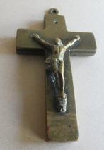 1-1 prachtig antiek messing relikwie kruis, Ophalen of Verzenden, Gebruikt, Sieraad