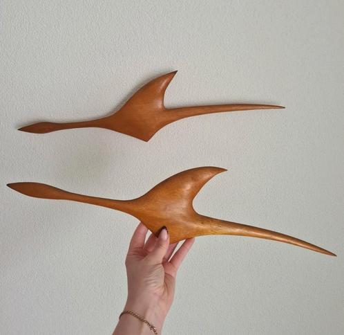 Vintage retro houten vogels wand vogel hout mid century, Verzamelen, Retro, Huis en Inrichting, Ophalen of Verzenden