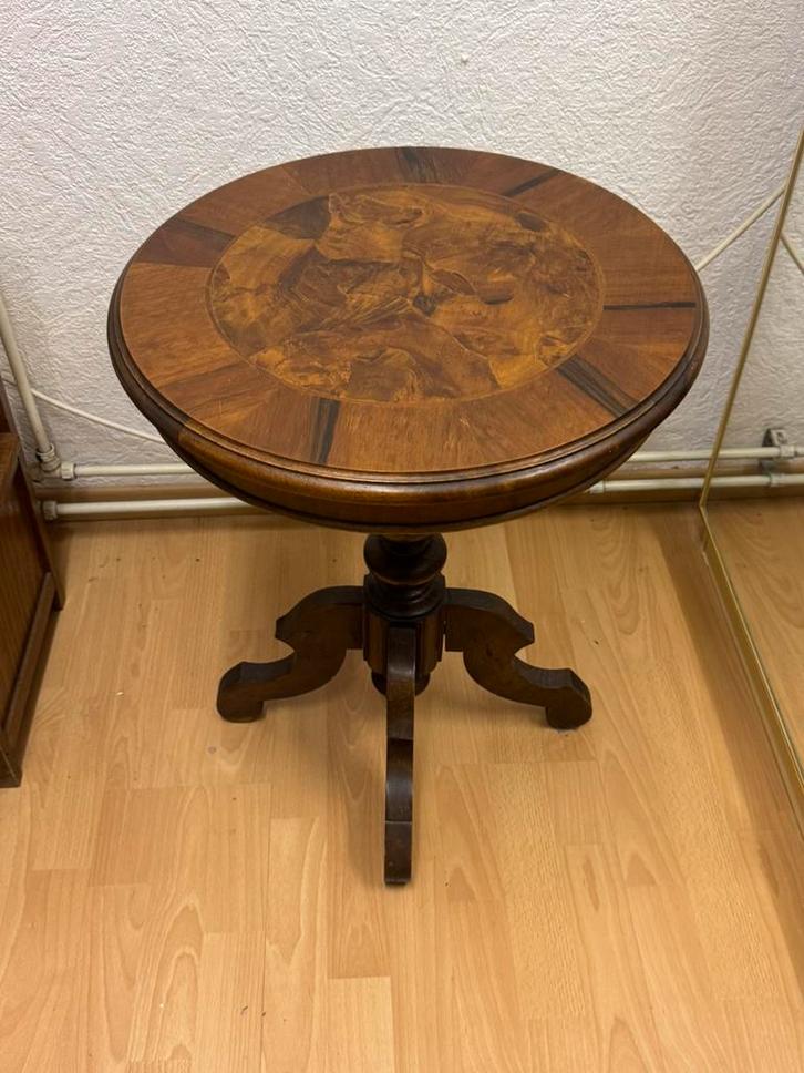 2 unieke Vintage Ronde Bijzettafeltjes - Mahoniehout., Antiek en Kunst, Antiek | Meubels | Tafels, Ophalen