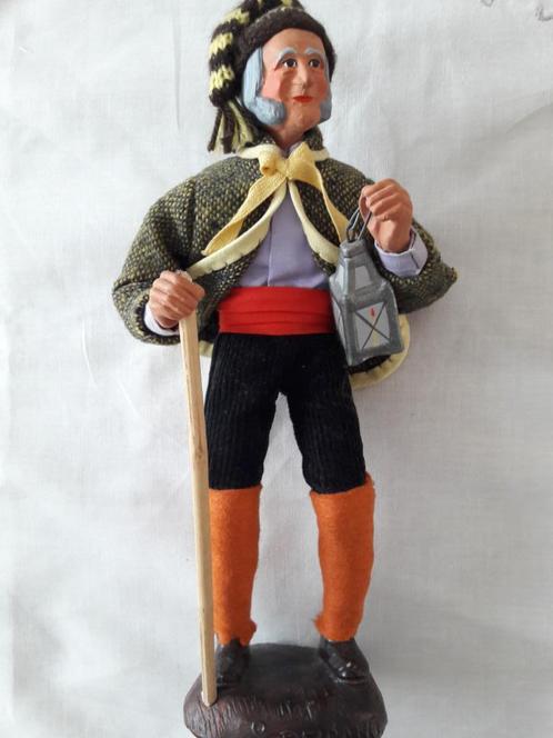 Mooie Santon de Provence S. Peirano man met lantaarn en stok, Antiek en Kunst, Kunst | Beelden en Houtsnijwerken, Ophalen of Verzenden