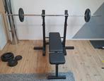 Bench press, complete set met gewichten en buikspier bank, Ophalen, Zo goed als nieuw, Buik, Fitnessbank