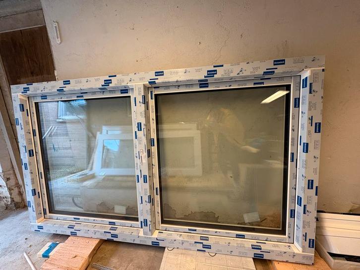 Nieuw Kunststof Dubbel Draaikiepraam HR +++ trippel glas, Doe-het-zelf en Verbouw, Glas en Ramen, Nieuw, Gevelraam of Ruit, 120 tot 160 cm