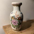 Chinese vaas met vogels en bloemen decoratie - Vintage 20cm, Antiek en Kunst, Curiosa en Brocante, Ophalen of Verzenden