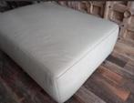 Goossens creme kleur Kalfsleren poef/hocker100/70/40 GELDROP, Ophalen of Verzenden, Zo goed als nieuw, Rechthoekig