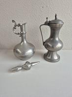 KURZ TIEL, 2 grote tinnen kannen (25cm) & wijnstopper, Antiek en Kunst, Antiek | Tin, Ophalen of Verzenden