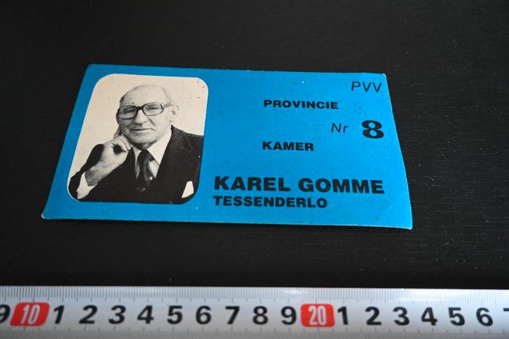 sticker België Tessenderlo  Karel Gomme  PVV, Verzamelen, Stickers, Zo goed als nieuw, Ophalen
