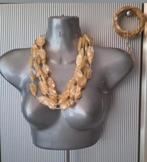 Manouk - ketting met silverfoile kralen + armband, Sieraden, Tassen en Uiterlijk, Overige materialen, Verstelbaar, Geel, Nieuw