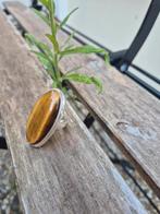 Zilveren Tijgeroog Ring, Sieraden, Tassen en Uiterlijk, Ringen, Bruin, Ophalen of Verzenden, Zo goed als nieuw, Met edelsteen