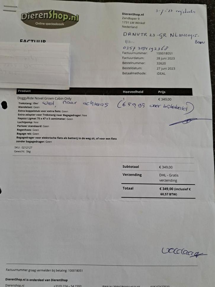 Doggy Ride Novel Hondenkar/Buggy - Groen, Fietsen en Brommers, Fietsaccessoires | Aanhangers en Karren, Ophalen of Verzenden