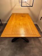 Houten eettafel met metalen onderstel, Huis en Inrichting, Tafels | Eettafels, Ophalen, Gebruikt, 100 tot 150 cm, Eikenhout