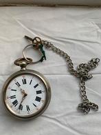 Antiek zakhorloge met ketting en sleutel, Ophalen of Verzenden