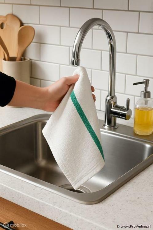 Online Veiling: 100x Keuken/Vaatdoek - White/Green, Huis en Inrichting, Keuken | Textiel, Nieuw