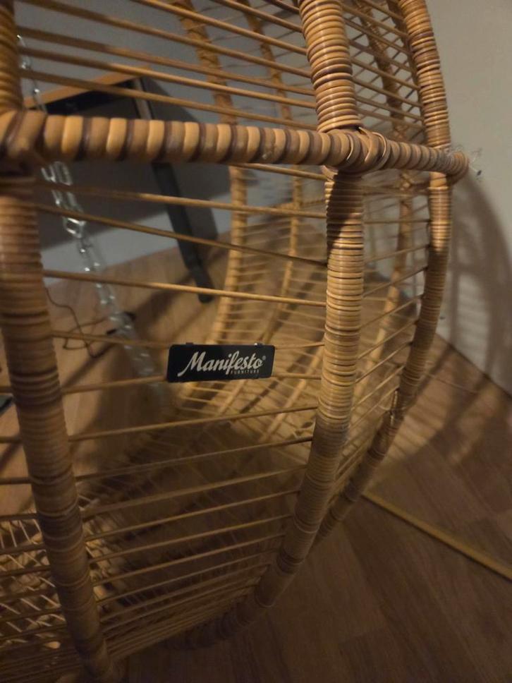 Hangstoel van riet, Huis en Inrichting, Stoelen, Gebruikt, Eén, Riet of Rotan, Bruin, Ophalen of Verzenden