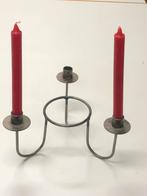 Metalen Kandelaar voor 3 Kaarsen, Gebruikt, Ophalen of Verzenden, Metaal, Grijs