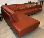 T.E.A.B. Lederen hoekbank, Ophalen, 250 tot 300 cm, Gebruikt, 125 tot 150 cm