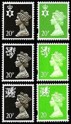 REGIONALS E.II. 20p. Decimal Machin frankeerzegels, 7 Variët, Verzenden, Postfris