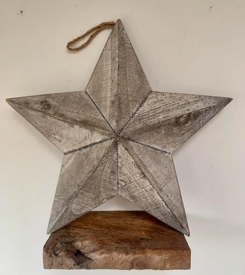 Reclaimed Wood Houten Ster 30x30x3 cm met Ophangkoord, Huis en Inrichting, Woonaccessoires | Kransen, Nieuw, Ophalen of Verzenden
