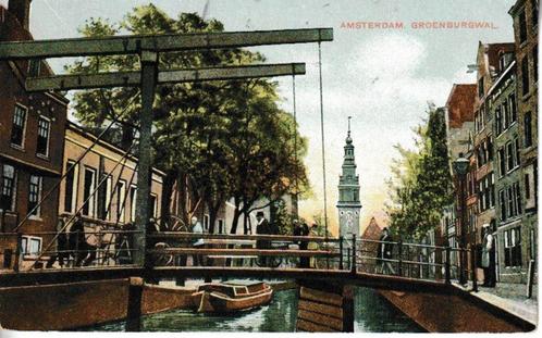 AMSTERDAM - GROENBURGWAL, Verzamelen, Ansichtkaarten | Nederland, Gelopen, Noord-Holland, Voor 1920, Ophalen of Verzenden