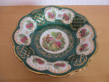 Schaaltje groen - goud en bloemen. Minstreel. Vintage Retro beschikbaar voor biedingen