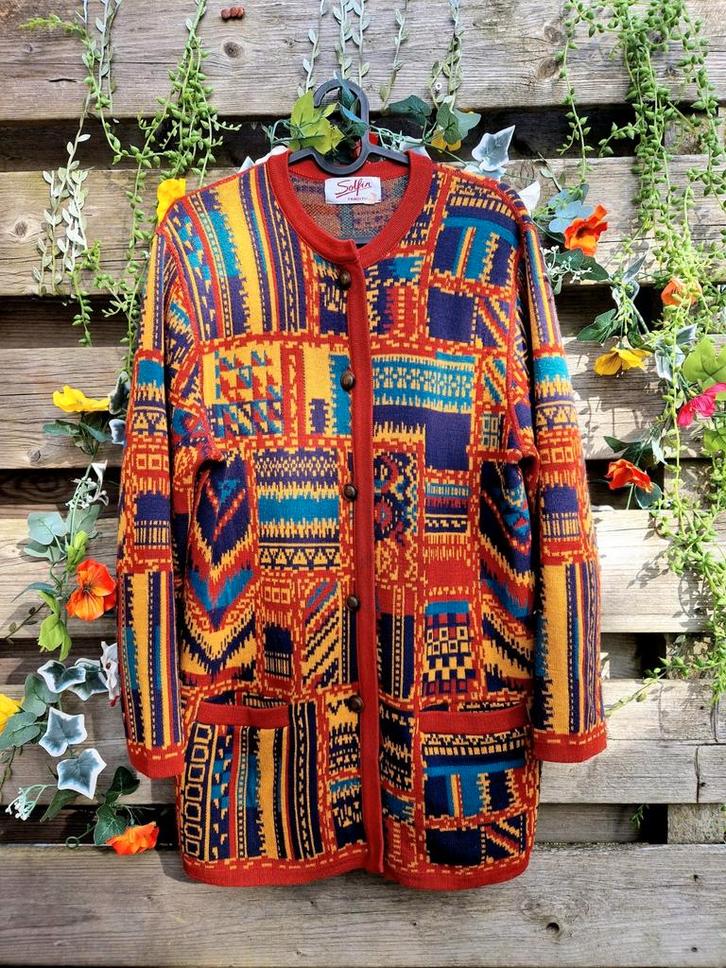 Heerlijk zacht kleurrijke vintage gebreide trui, Kleding | Dames, Truien en Vesten, Zo goed als nieuw, Maat 42/44 (L), Ophalen of Verzenden