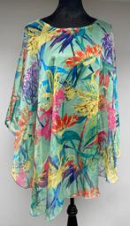 Superleuke groene voile poncho met bloemen Magna one size, Kleding | Dames, Ophalen of Verzenden, Zo goed als nieuw, Groen