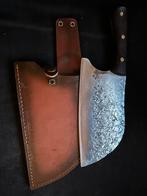 Handgesmeed stalen mes met lederen schede, Ophalen of Verzenden