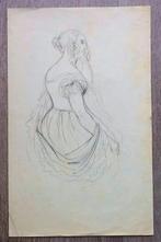 A570 Cecile Walton (toegeschr) dame in jurk, Antiek en Kunst, Ophalen of Verzenden