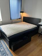 1,40x2,00m bed + 2 lades (Ikea MALM), Huis en Inrichting, Slaapkamer | Bedden, Ophalen, Zwart, 140 cm, Zo goed als nieuw