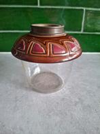 Vintage keramisch en glazen onderzijde olielamp, Ophalen of Verzenden