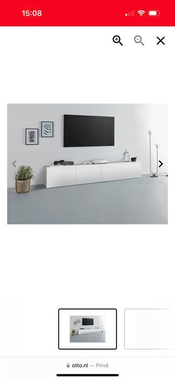 Wit tv-meubel 200cm breed, zo goed als nieuw