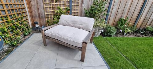 teakhout zitbank incl. palletkussen, Tuin en Terras, Tuinsets en Loungesets, Gebruikt, Teakhout, Ophalen