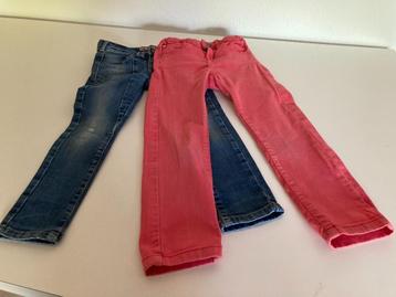 Skinny jeans maat 116 blauw en rood/joggngbroek/legging