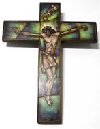 Prachtig Opaline Glas Kruisbeeld Gebroeders Van Paridon, Antiek en Kunst, Antiek | Religie, Verzenden