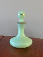 Opaline glas decanter parfumfles groen goud glazen flesje, Ophalen of Verzenden