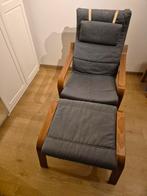 Ikea Poang stoel met voetenbank, Huis en Inrichting, Stoelen, Ophalen, Gebruikt, Grijs, Eén
