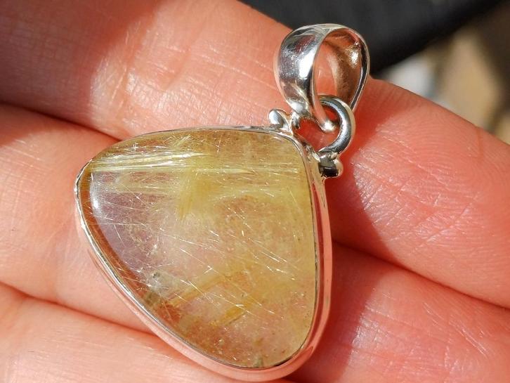 Vanoli 925 zilveren kettinghanger met rutielkwarts, Sieraden, Tassen en Uiterlijk, Kettinghangers, Nieuw, Zilver, Overige kleuren