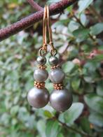 Oorbellen Lucky Soft Green jade-swarovski parel goud, Sieraden, Tassen en Uiterlijk, Oorbellen, Ophalen, Hangers, Nieuw, Groen