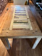 Houten eettafel met tafelblad sloophout, Huis en Inrichting, Tafels | Eettafels, Ophalen, Gebruikt, 100 tot 150 cm, 200 cm of meer