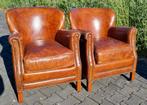 2x compacte professor fauteuil vintage leer + BEZORGING