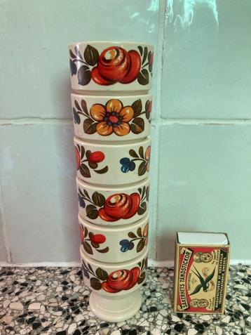 6 Emsa seventies eierschaaltjes vintage retro eierdopjes beschikbaar voor biedingen